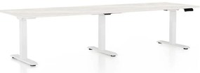 OfficeTech Long állítható magasságú asztal, 260 x 80 cm, fehér alap, fehér kőris