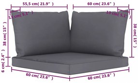 3 db antracitszürke oxford szövet raklapkanapé-párna