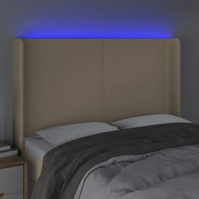 krémszínű szövet LED-es fejtámla 147x16x118/128 cm