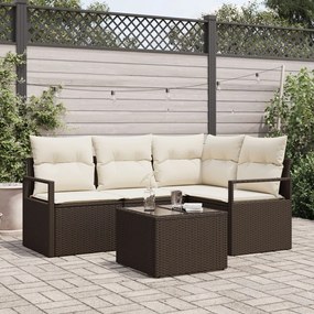 4 darabos kert kanapé szett párnákkal szürke poly rattan, 2 személyes kert kanapé párnákkal barna poly rattan