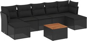vidaXL 8 részes fekete polyrattan kerti ülőgarnitúra párnákkal