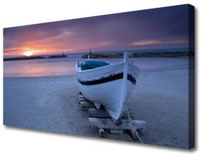Vászonfotó Boat Beach Sun Landscape 120x60 cm