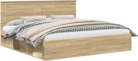 vidaXL Ágykeret fejtámlával Sonoma 200 x 200 cm Tömör fenyőfa