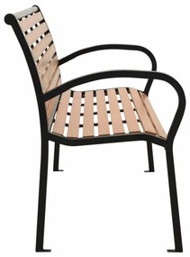 Fekete és barna acél és wpc kerti pad 116 cm