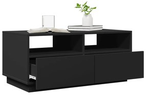 fekete dohányzóasztal LED-lámpákkal 90x49x40 cm