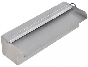 Négyszögletes rozsdamentes acél medence szökőkút LED fényekkel 30 cm