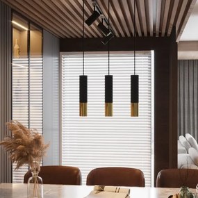 Sollux SL.0954 - Csillár zsinóron LOOPEZ 3xGU10/10W/230V fekete/arany