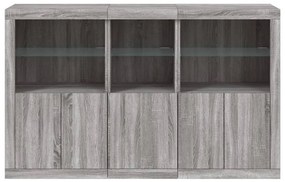 szürke sonoma színű tálalószekrény LED-ekkel 162 x 37 x 100 cm