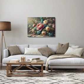 Üveg kép - Természet csendélet virágokkal - festmény (70x50 cm)