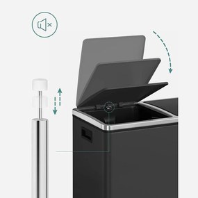 Dupla szemetes, 2 x 24 literes, 2 rekesszel, fekete