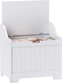 HOMCOM Tároló láda, Fedéllel ellátott tároló doboz, Párna doboz, Játéktároló, Eszköztároló, Nappaliba, Hálószobába, Fehér, 60 x 38 x 56 cm | Aosom