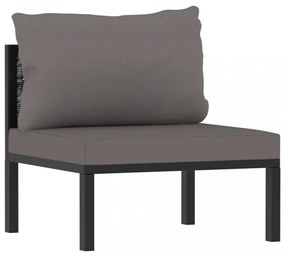 8 részes antracitszürke kerti polyrattan ülőgarnitúra párnákkal