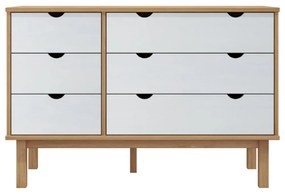 OTTA barna-fehér tömör fenyőfa éjjeliszekrény 111x43x73,5 cm