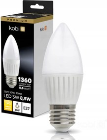 Led izzó E27 Gyertya B35 8,5W 1360lm 3000K Meleg 200° Kobi Premium