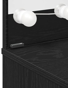 LED öltözködő asztal fekete tölgyből - 71x40x141 cm, mérnöki fából