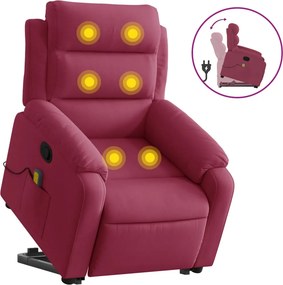 vidaXL bordó bársony felállást segítő dönthető masszázsfotel