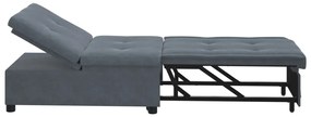 Sofa ágy 3 az 1-ben kihúzható dizájn sötétszürke bársony