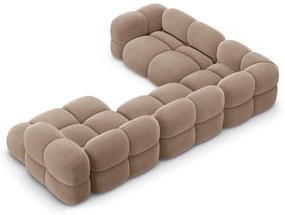 Barna bársony sarokkanapé (bal oldali-U alakú) Loretto – Cosmopolitan Design