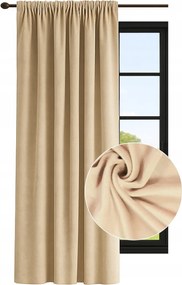 Welúr függöny, készre varrt, 140x230 cm, sima, szalagos, nappaliba, bézs színű