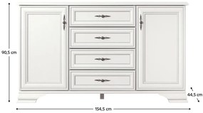 KENTAKT KOM2D4S komód, alpesi fehér