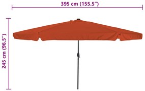 Kert Napernyő LED villanyokkal ø395x245 cm Terrakotta
