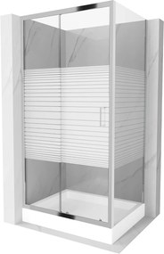Mexen Apia zuhanykabin tolóajtóval 100 (ajtó) x 80 (fal) cm, 5mm átlátszó üveg csíkokkal, króm profil + fehér RIO zuhanytálca króm szifonnal, 840-100…