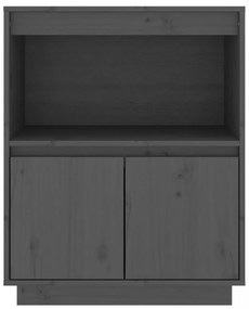 szürke tömör fenyőfa tálalószekrény 60 x 34 x 75 cm