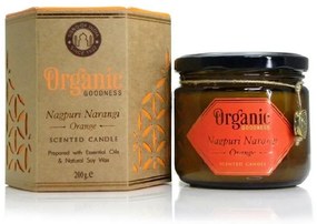 Nagpuri Narangi organikus gyertya - narancssárga,200 g, borostyánszínű üvegben
