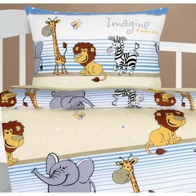 Bellatex pamut bölcsőágynemű Agata Safari kék, 90x 135 cm, 45 x 60 cm, 45 x 60 cm