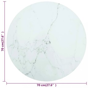 fehér edzett üveg asztallap márványdizájnnal Ø70 x 0,8 cm
