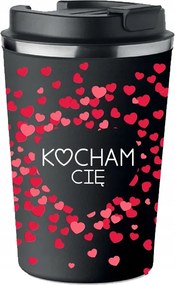 Prémium Termo Bögre fekete ajándék Valentin Napra Szeretlek KT_561_cz
