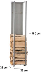 Spark rozsdamentes acél tűzifa tároló (180x25x25 cm)