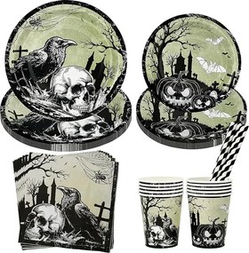 50 részes, Halloween étkészlet, 10 személyes étkészlet, Farsang