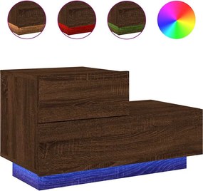 vidaXL barna tölgyszínű éjjeliszekrény LED-világítással 70x36x40,5 cm