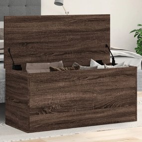 barna tölgy színű szerelt fa tárolóláda 100x42x46 cm