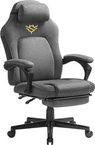 Ergonomikus gamer szék lábtartóval, állítható, galambszürke párnával