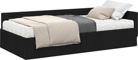 vidaXL Sarok Ágykeret Matraccal Egyéb fejtámlával 2 pcs Zöld szövet