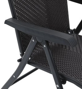 2 db feketekávé színű polyrattan összecsukható kerti szék