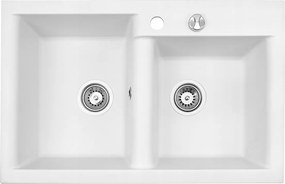 Estein 2K kétmedencés gránit mosogató 78 x 50 cm fehér