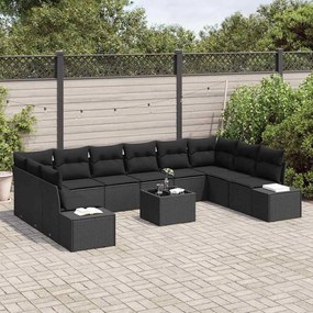 Kerti Kanapé Szett 11 pcs Fekete 344 x 209 x 85 cm Poli rattan