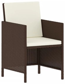 6 részes barna polyrattan kerti étkezőgarnitúra párnával