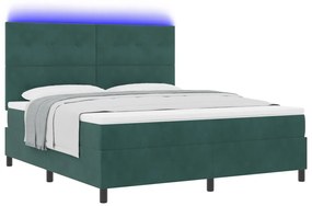 Boxspring Ágy Mattal &amp; LED Sötét Zöld 180x200 cm Bársonyos