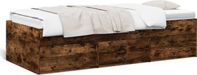vidaXL füstös tölgy kanapéágy fiókkal matrac nélkül 90x200 cm