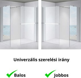 Stuxi Milano Kombi Plus 1 Walk-in zuhanyfal, 70x80 cm, 8 mm vastag vízlepergető biztonsági üveggel, polccal és törölközőtartóval