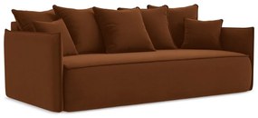 Terrakotta színű bársony kinyitható-tárolóhelyes kanapé 225 cm Hula – Makamii