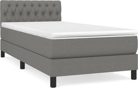 vidaXL sötétszürke szövet rugós ágy matraccal 100 x 200 cm