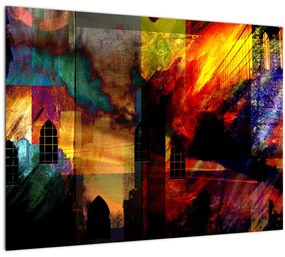 Kép - A város színes absztrakciója (üvegen) (70x50 cm)
