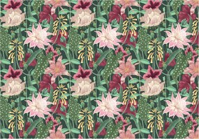 Flizelin fotótapéta Virágok és levelek Rózsa bordó zöld Kert 200x140 +ragasztó