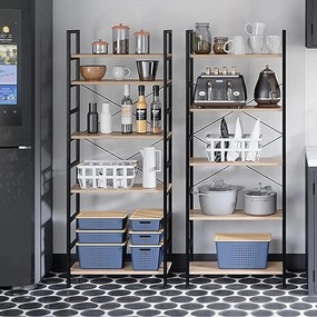 Intenso Home 5 szintes nyitott könyvespolc 59 x 144cm (Aranytölgy) | Univerzális tároló állvány fém lábakkal