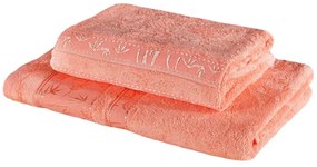 EMI lazacszínű bambusz törölköző és fürdőlepedő szett 2 db